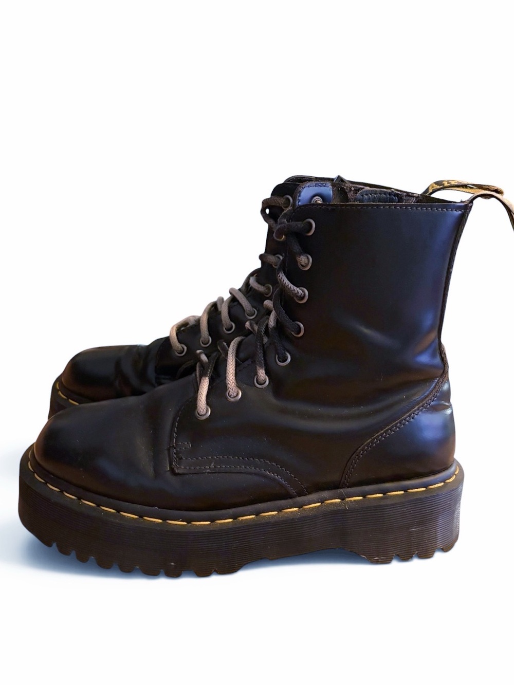 Dr. Martens Jadon Women’s Sz 9 Black Leather Platform Lace-Up Side Zip Mid Boots